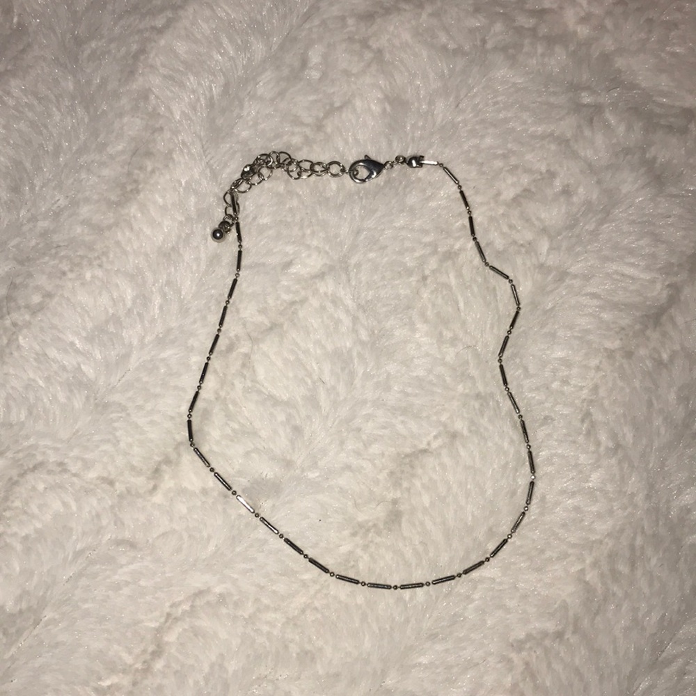 silver dainty choker necklace
